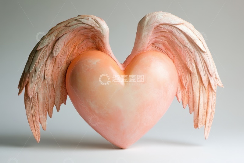 高清大图下载【趣麦麦图】有翅膀的桃心雕塑