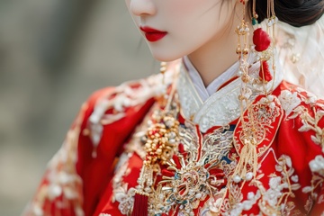 穿着喜服的一位新娘