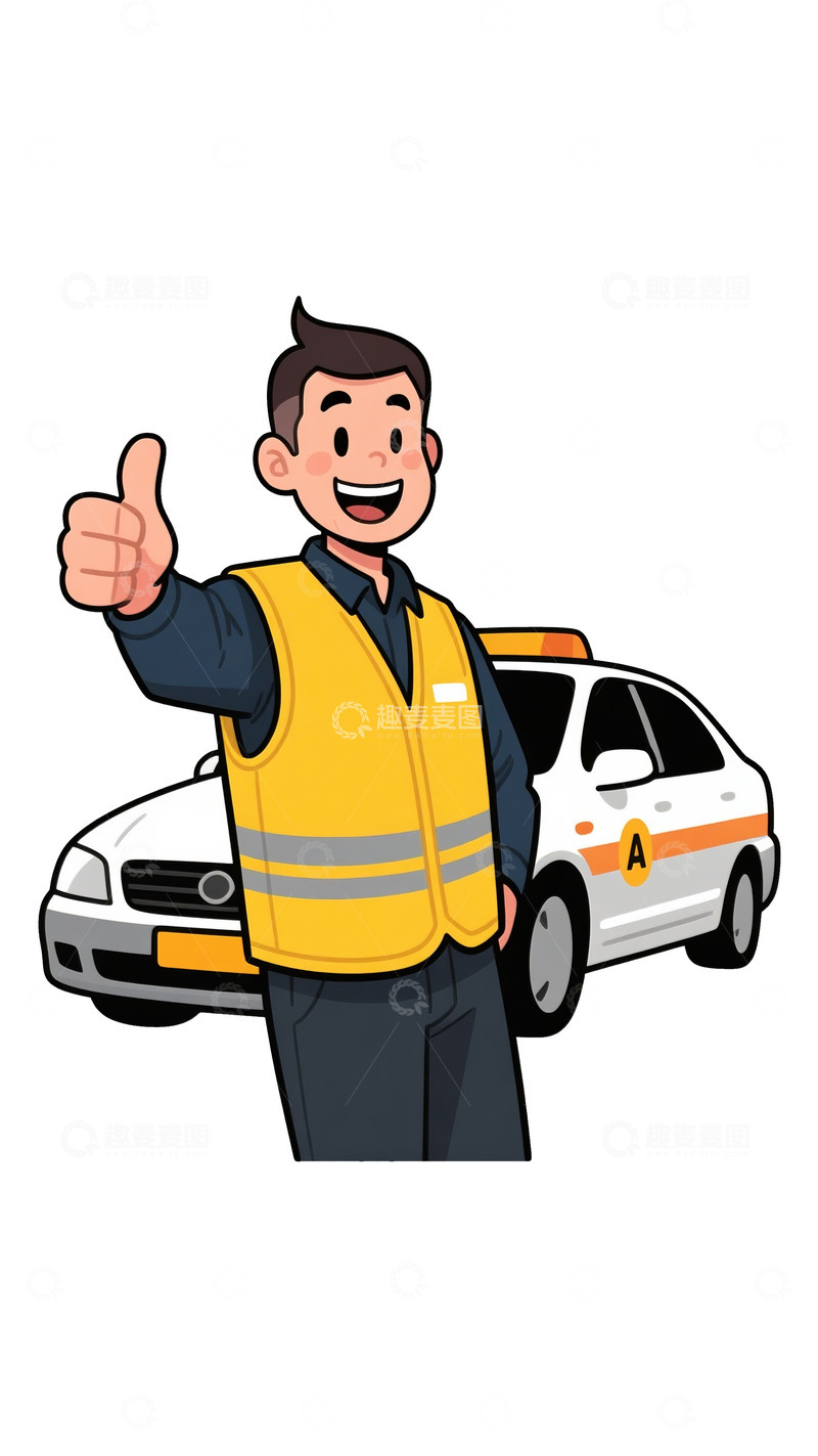 高清大图下载【趣麦麦图】驾校的简练卡通人