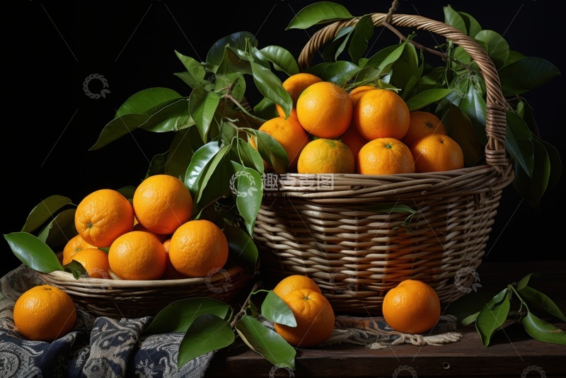 高清大图下载【趣麦麦图】一篮子新鲜橙子