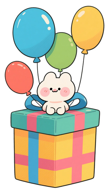 兔兔和礼盒气球