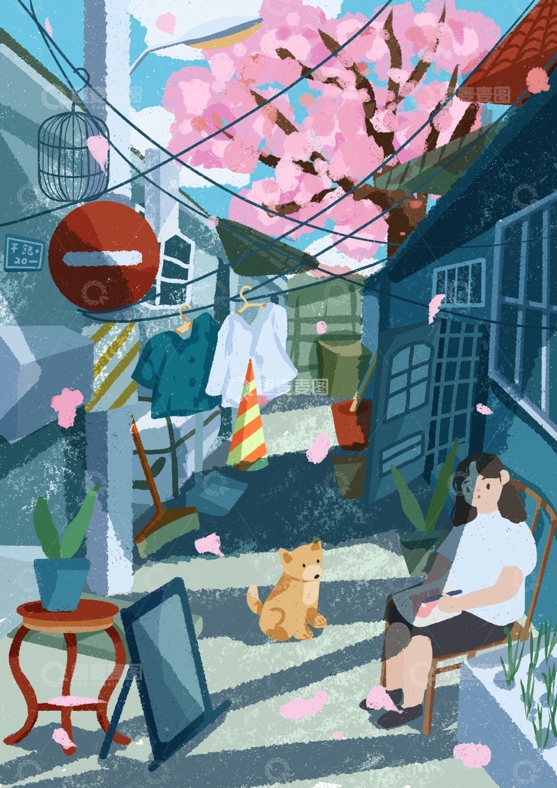 原创治愈插画作品素材城市