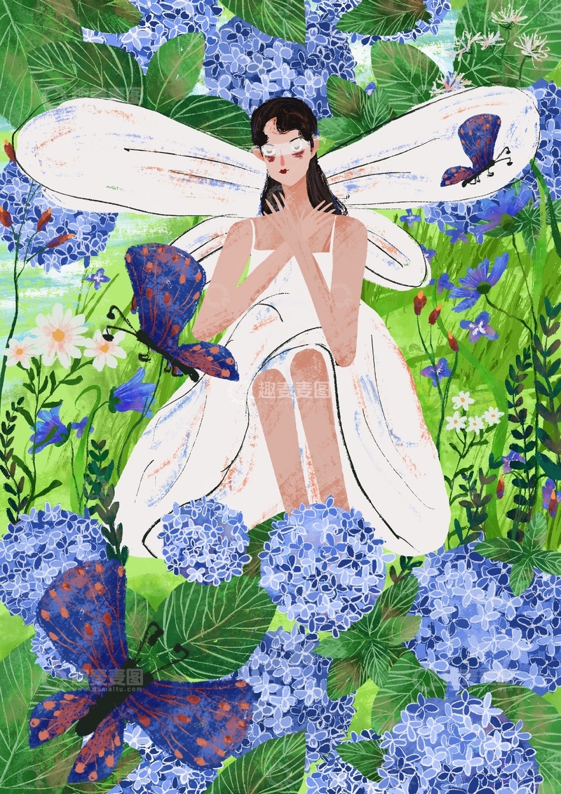 原创治愈插画作品素材 春分