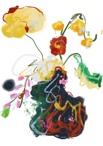 原创治愈插画作品素材鲜花速写