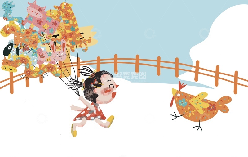 高清大图下载【趣麦麦图】原创治愈插画作品素材四季节气节日酉鸡