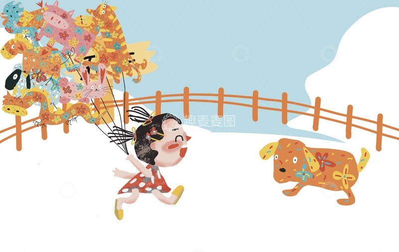 高清大图下载【趣麦麦图】原创治愈插画作品素材四季节气节日戊狗