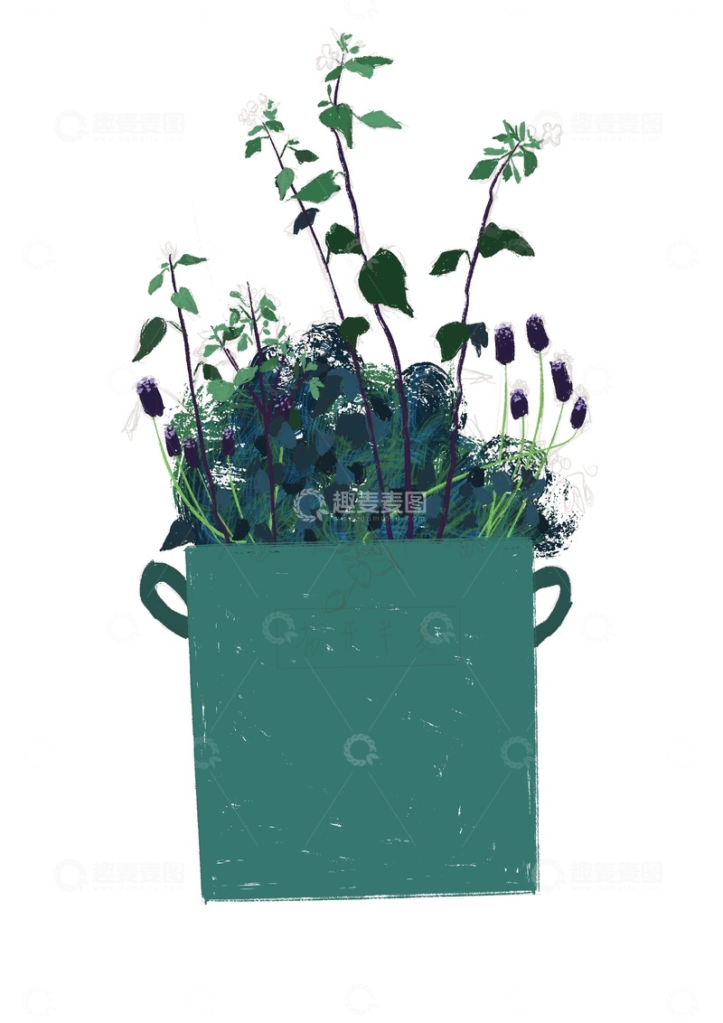 原创治愈插画作品素材花草