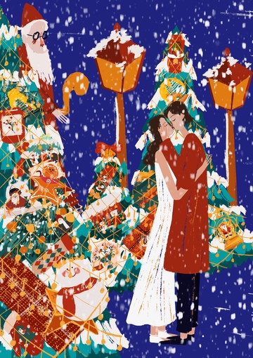 原创治愈插画作品素材圣诞传统