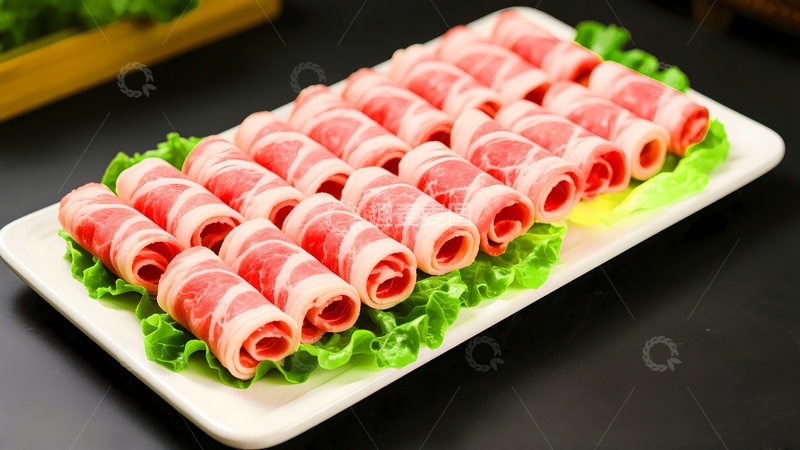 高清大图下载【趣麦麦图】一盘羊肉卷火锅