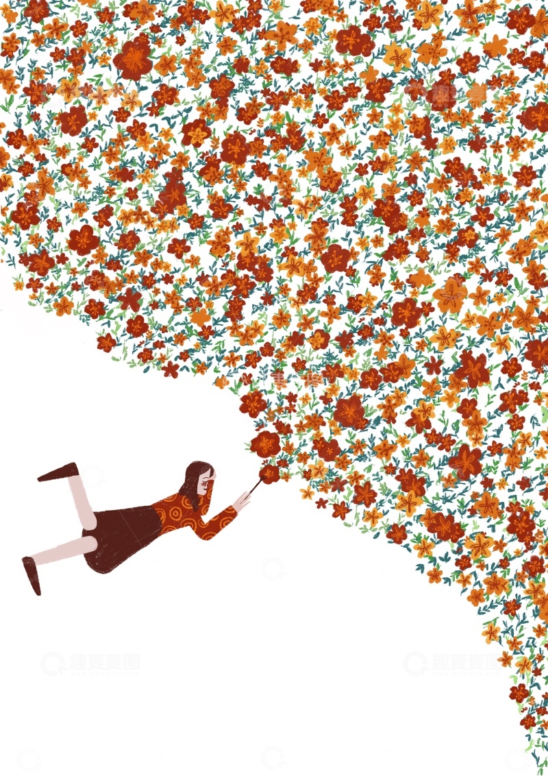 原创治愈插画作品素材画画 