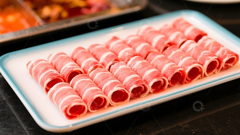 高清大图下载【趣麦麦图】一盘新鲜羊肉卷