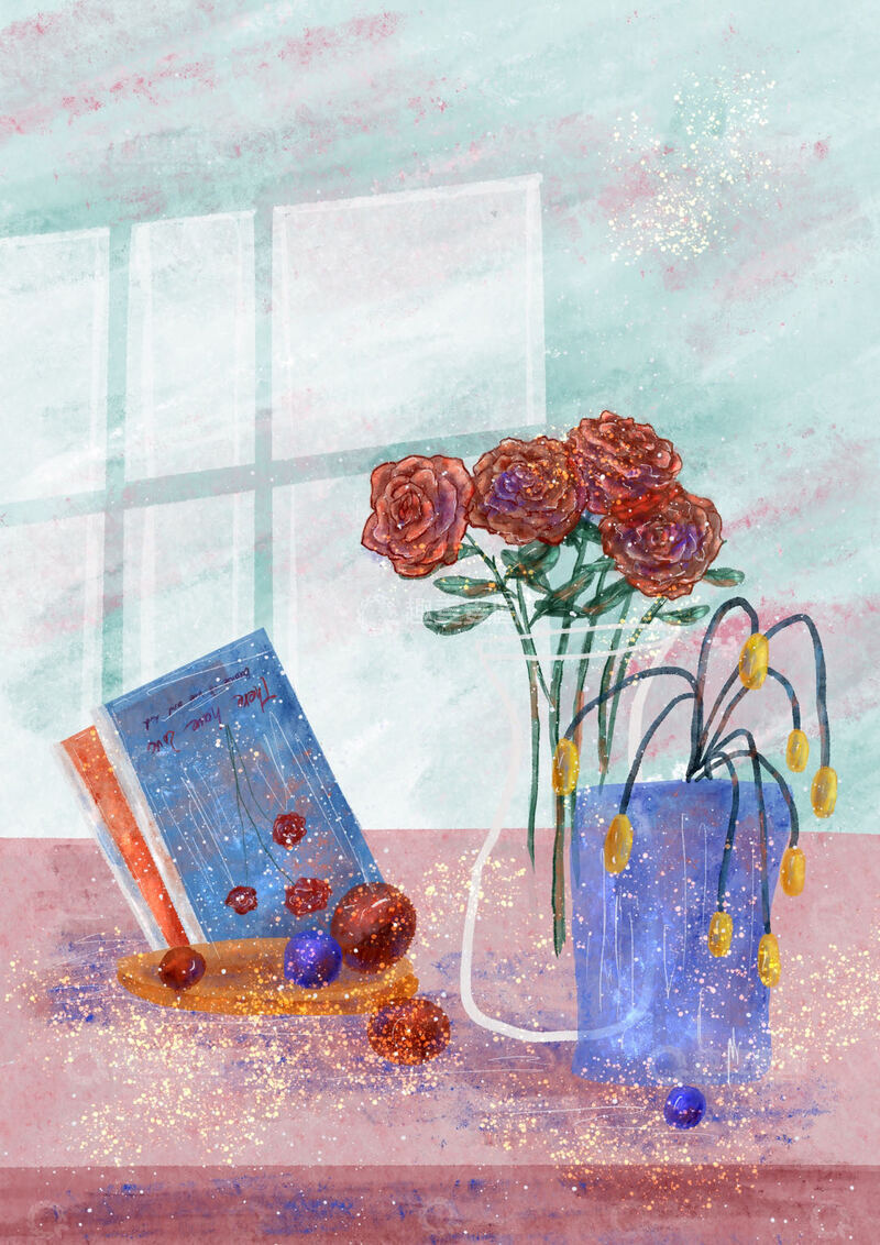 高清大图下载【趣麦麦图】原创治愈插画作品素材物品鲜花