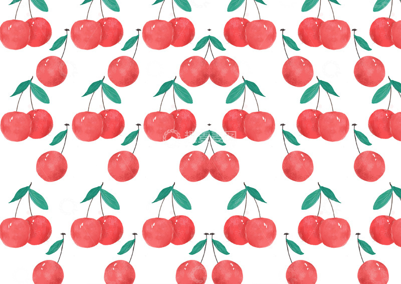 原创治愈插画作品素材樱桃