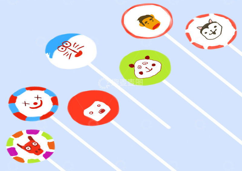 高清大图下载【趣麦麦图】原创治愈插画作品素材棒棒糖