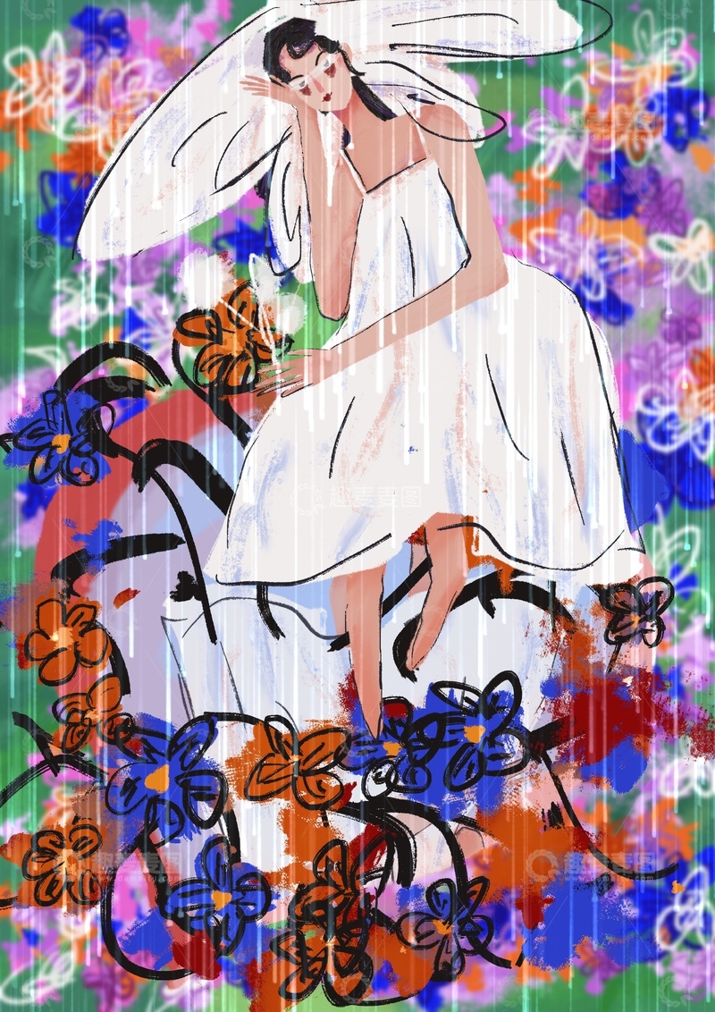 原创治愈插画作品素材春