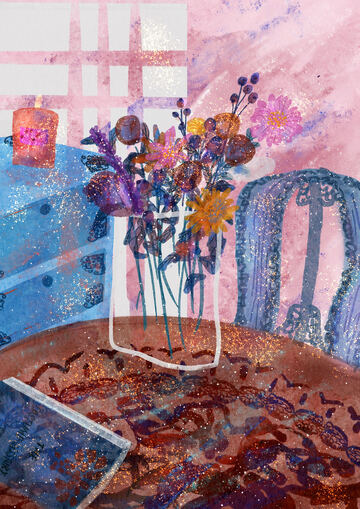 原创治愈插画作品素材菊花