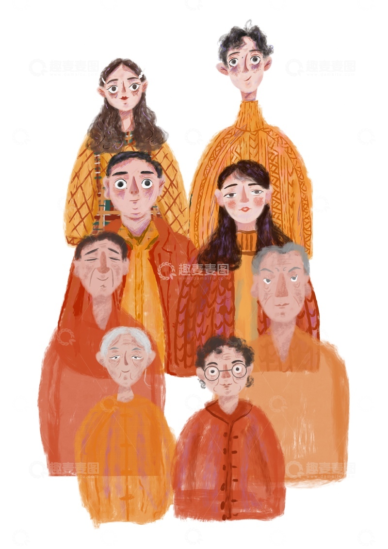 原创治愈插画作品素材家人 1