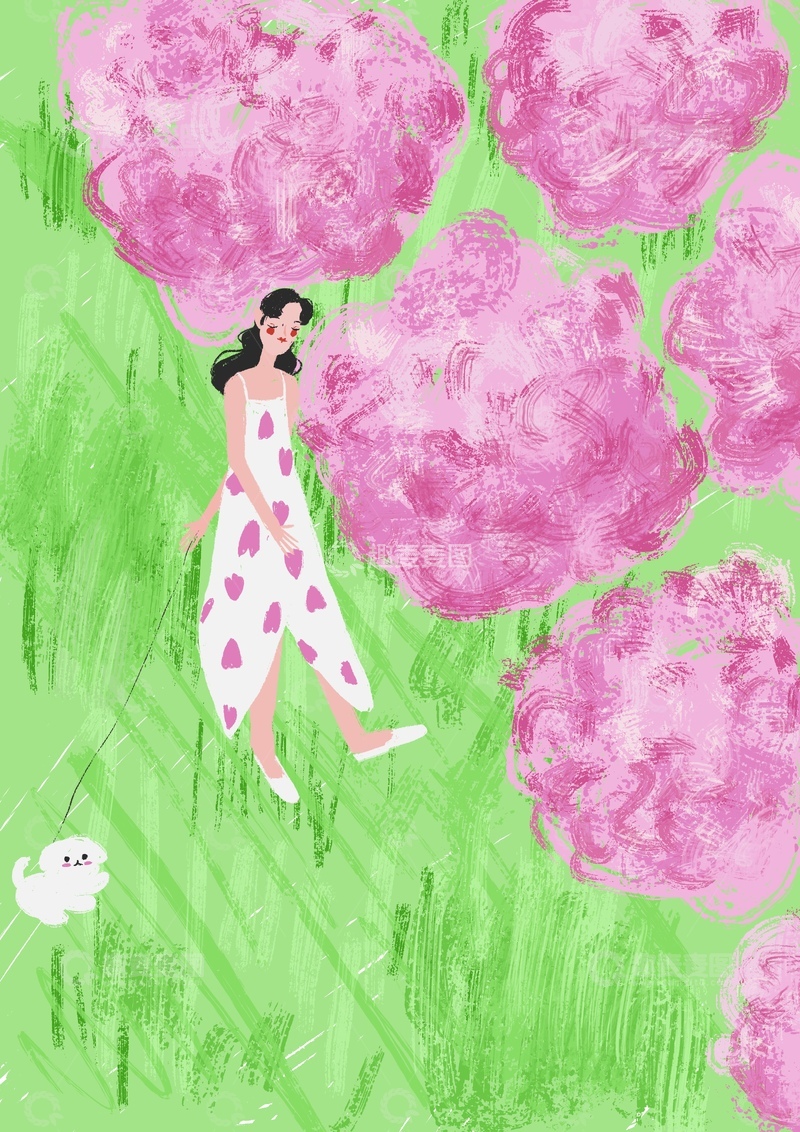 原创治愈插画作品素材春季 
