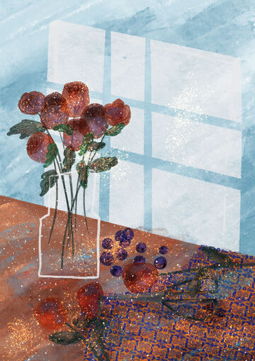 原创治愈插画作品素材月季