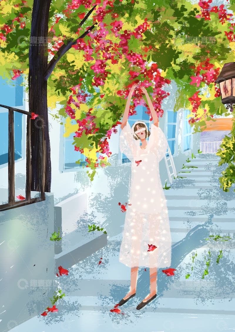 原创治愈插画作品素材春分