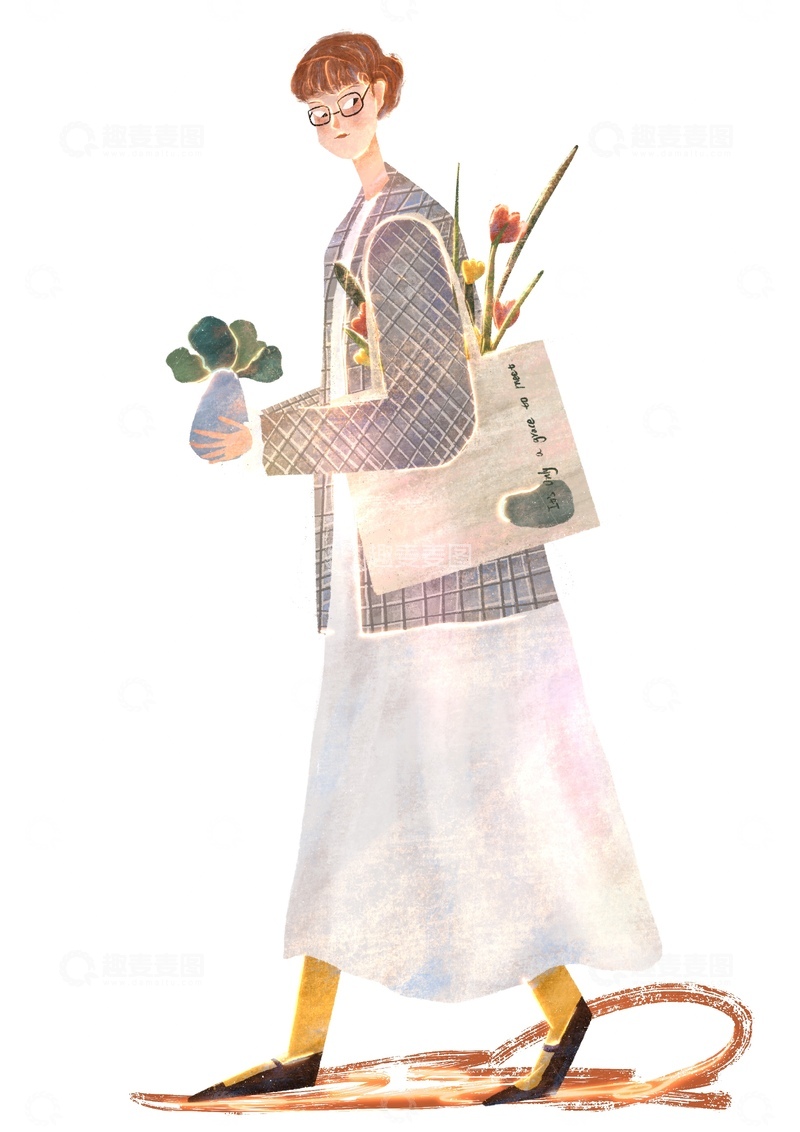 高清大图下载【趣麦麦图】原创治愈插画作品素材西装穿搭