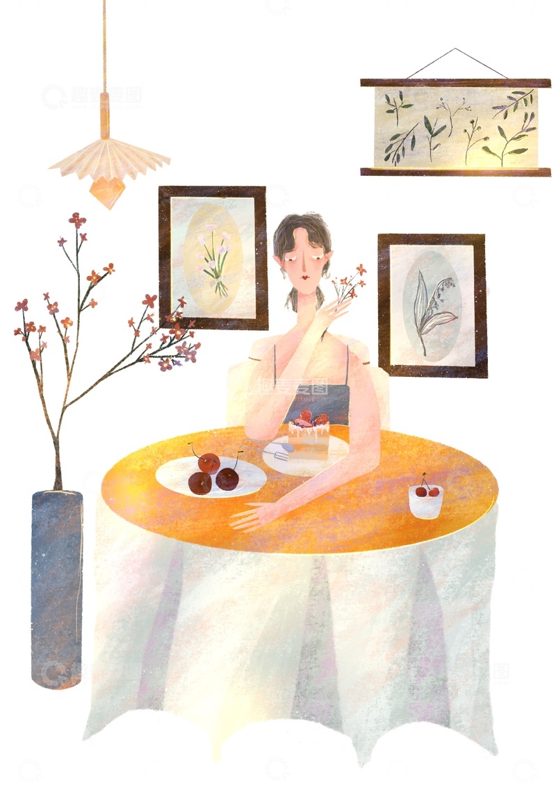 原创治愈插画作品素材家居