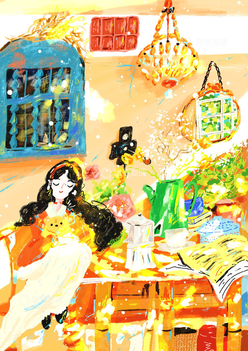 原创治愈插画作品素材田园