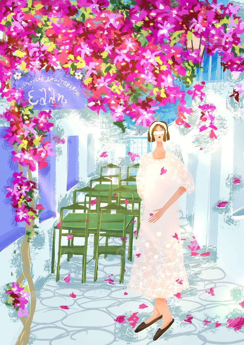 原创治愈插画作品素材鲜花