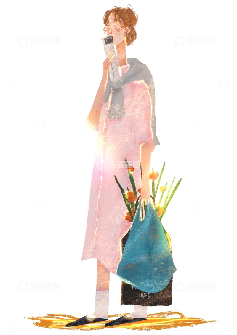 高清大图下载【趣麦麦图】原创治愈插画作品素材日常生活穿搭