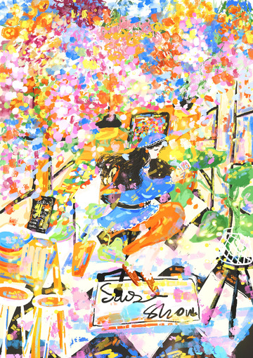 原创治愈插画作品素材花园房间