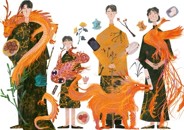 原创治愈插画作品素材国风插画