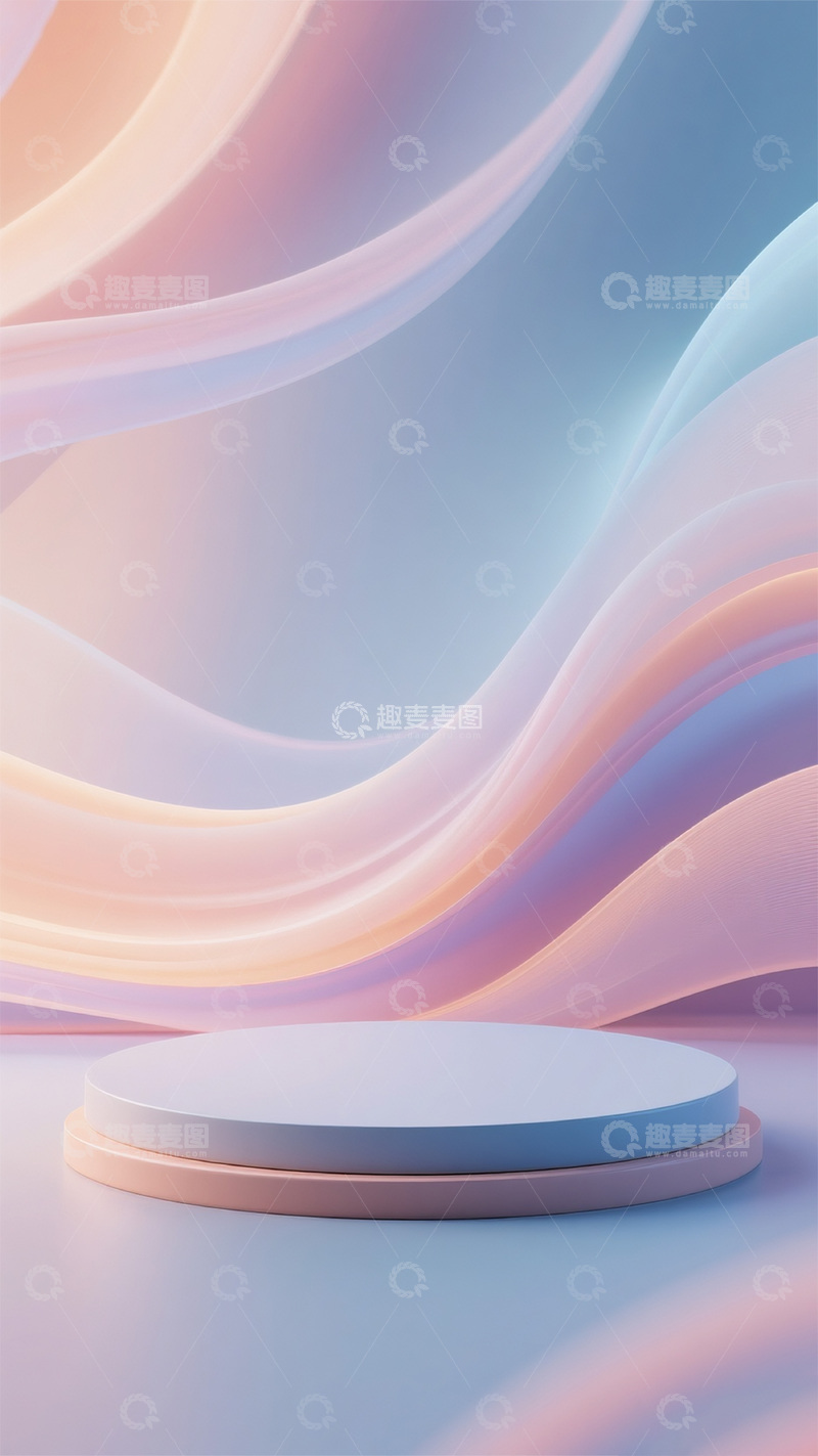 高清大图下载【趣麦麦图】暖色线条渐变背景展台1