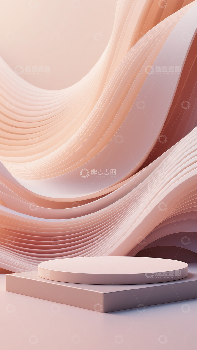 高清大图下载【趣麦麦图】暖色线条渐变背景展台3