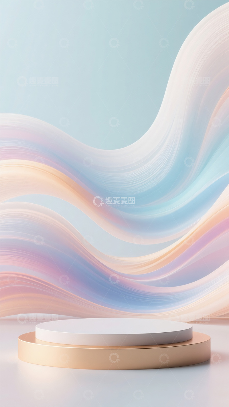 高清大图下载【趣麦麦图】暖色线条渐变背景展台2