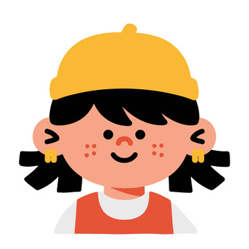 戴黄帽的卡通女孩插画