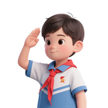 可爱学生少先队员3D