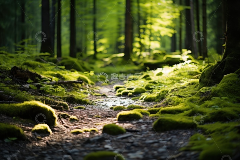 高清大图下载【趣麦麦图】树林里干涸的河道