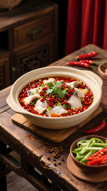 中华美食川菜水煮鱼美食摄影