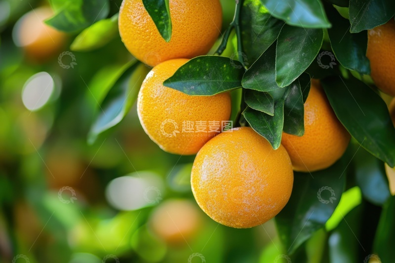 高清大图下载【趣麦麦图】橙子园生长的新鲜橙子