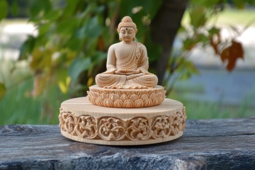 户外石板上放置的一尊佛像