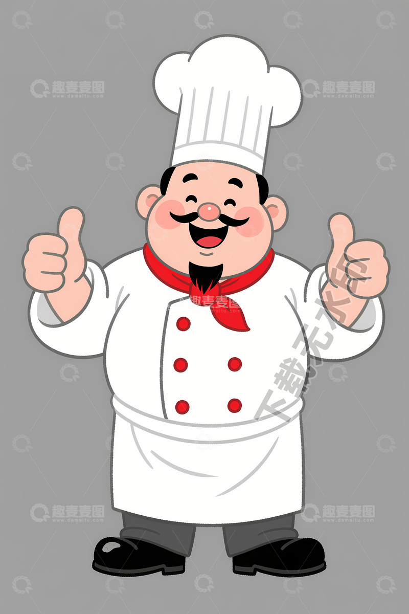 高清大图下载【趣麦麦图】卡通厨师竖起大拇指形象