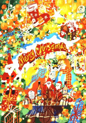 原创治愈插画作品素材圣诞节庆祝