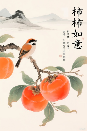 柿子树柿柿如意