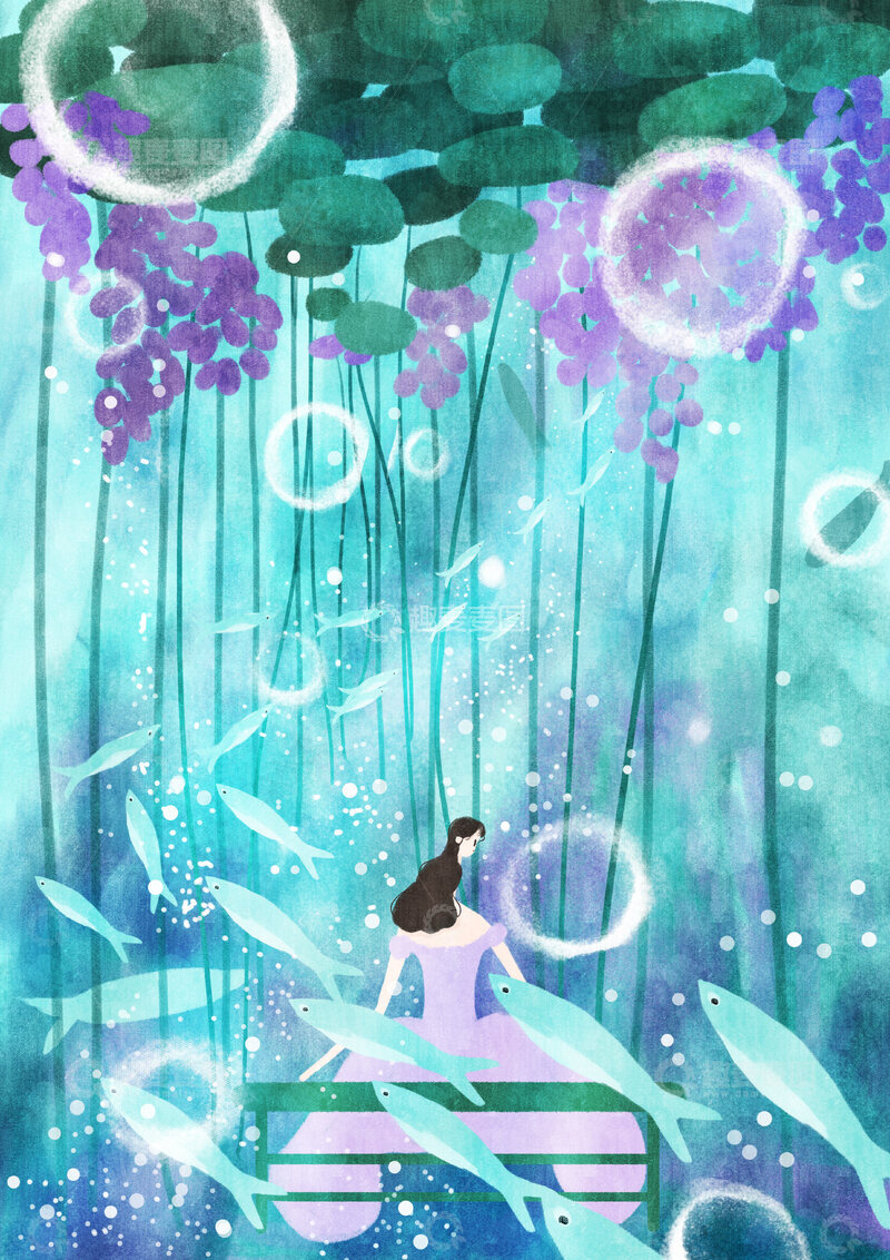 原创治愈插画作品素材海洋世界