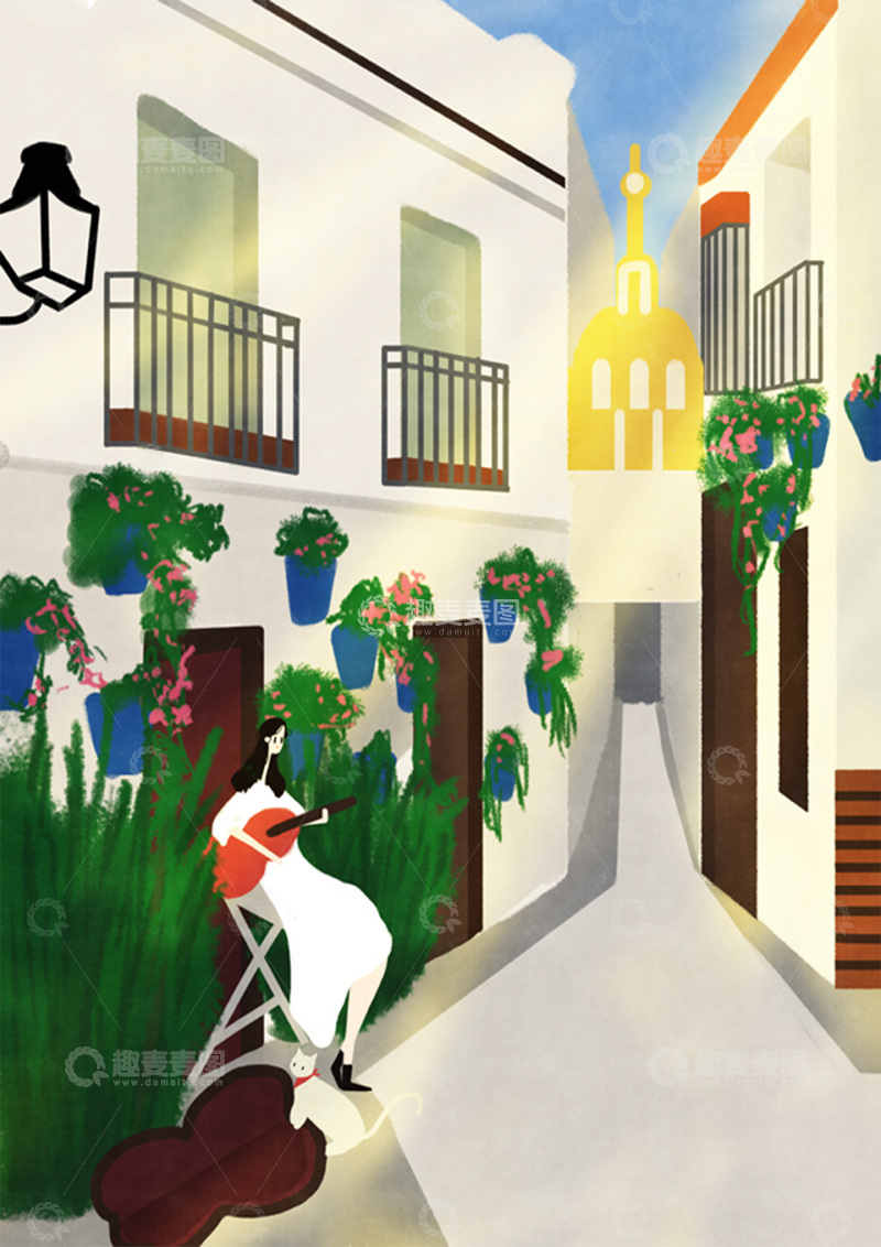 高清大图下载【趣麦麦图】原创治愈插画作品素材立夏旅游