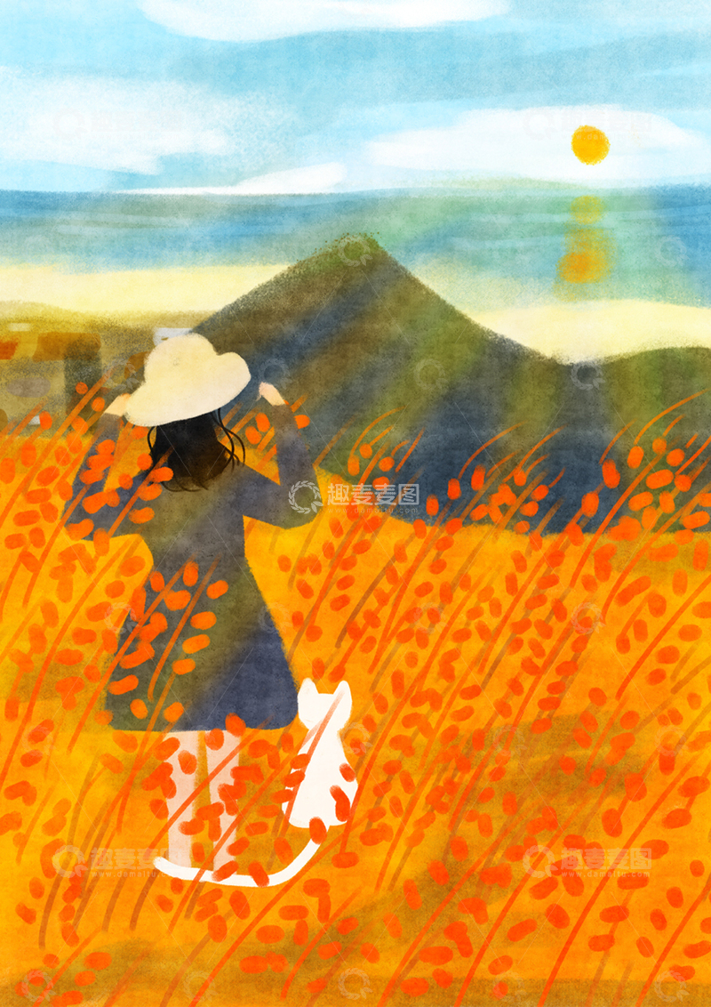 原创治愈插画作品素材芒种