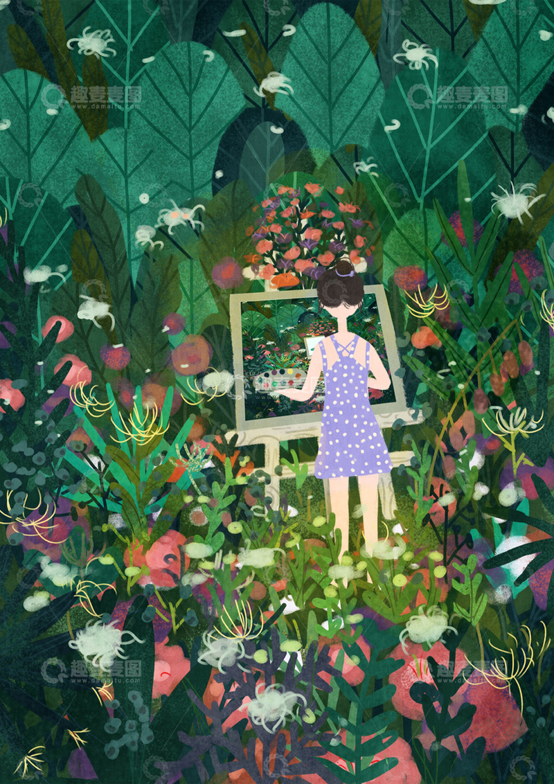 高清大图下载【趣麦麦图】原创治愈插画作品素材儿童节画画