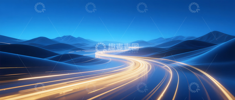 高清大图下载【趣麦麦图】创意山峰金色道路科技会议背景