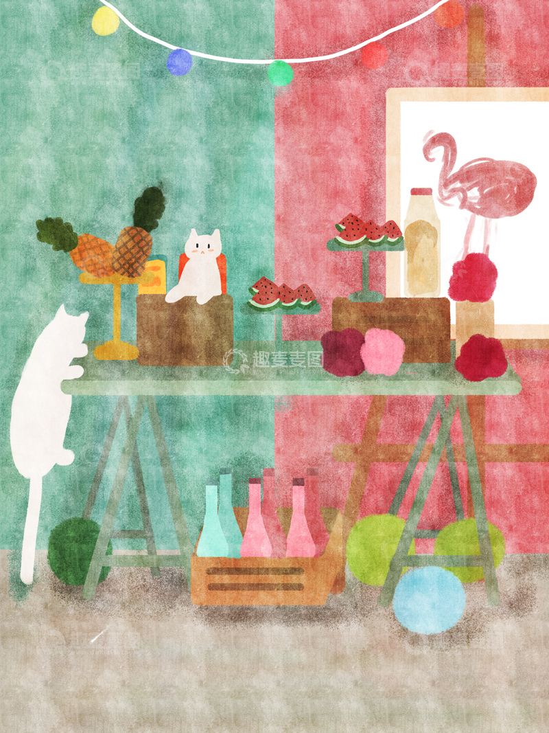原创治愈插画作品素材小暑时节