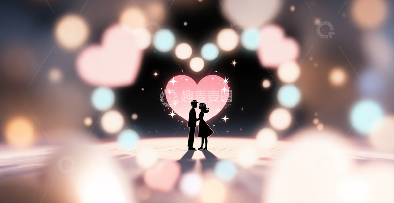 高清大图下载【趣麦麦图】七夕情人节情侣剪影04
